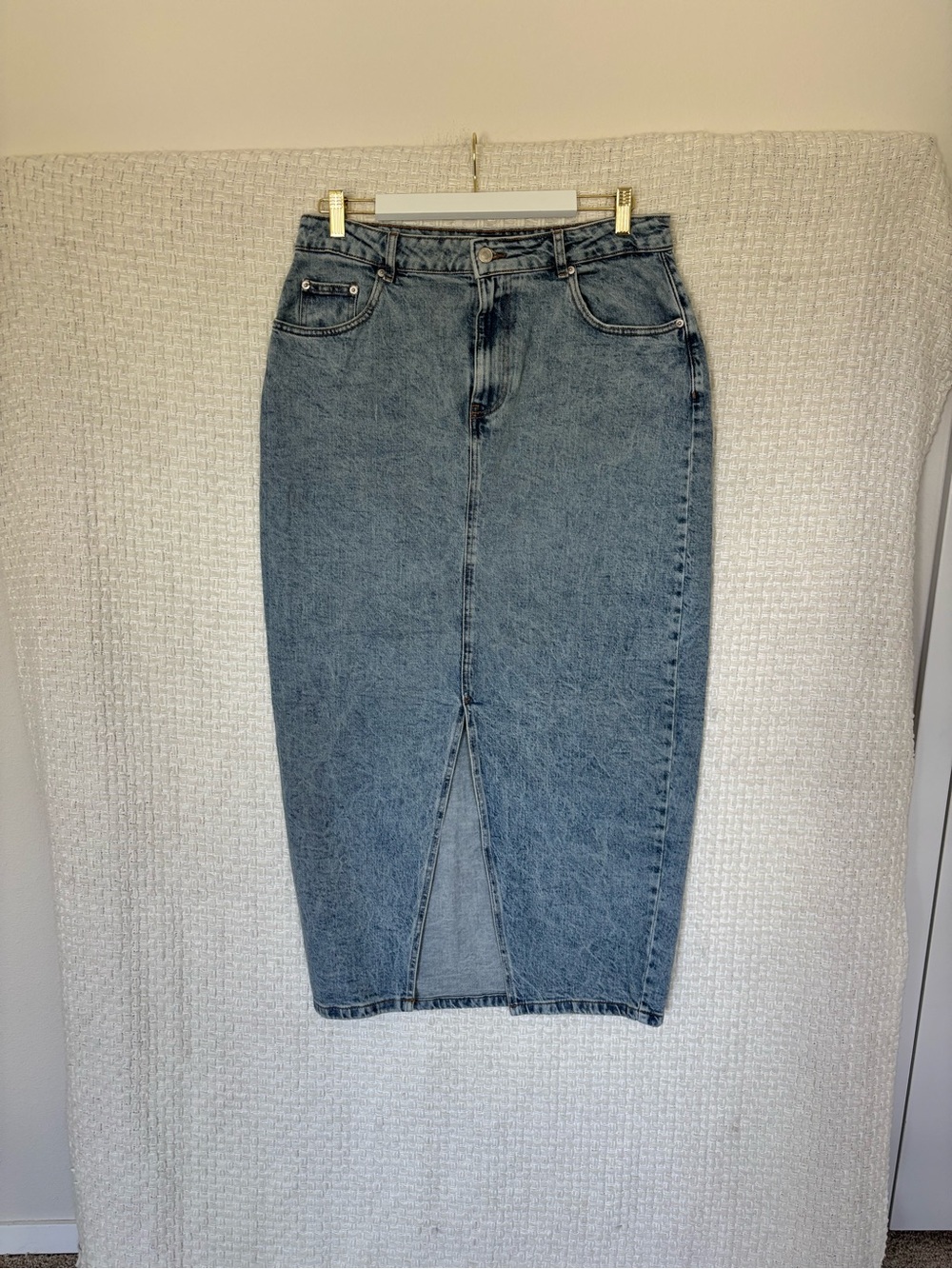 ASOS DESIGN denim maxi skirt with split hem✨